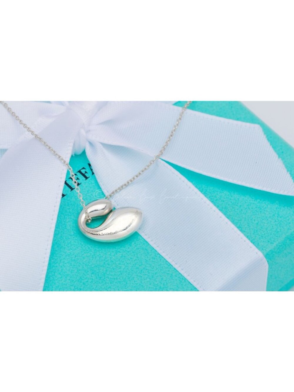 Tiffany & Co. Elsa Peretti Double Teardrop Vintage Necklace Pendant Silver 16" - Picture 3 of 8